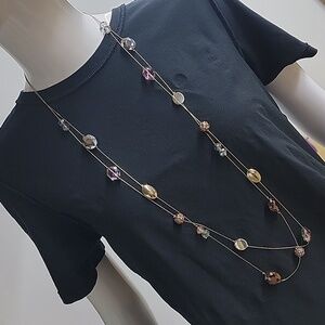 Long Double Chain Adjustable Beaded Gorgeous Statement Necklace